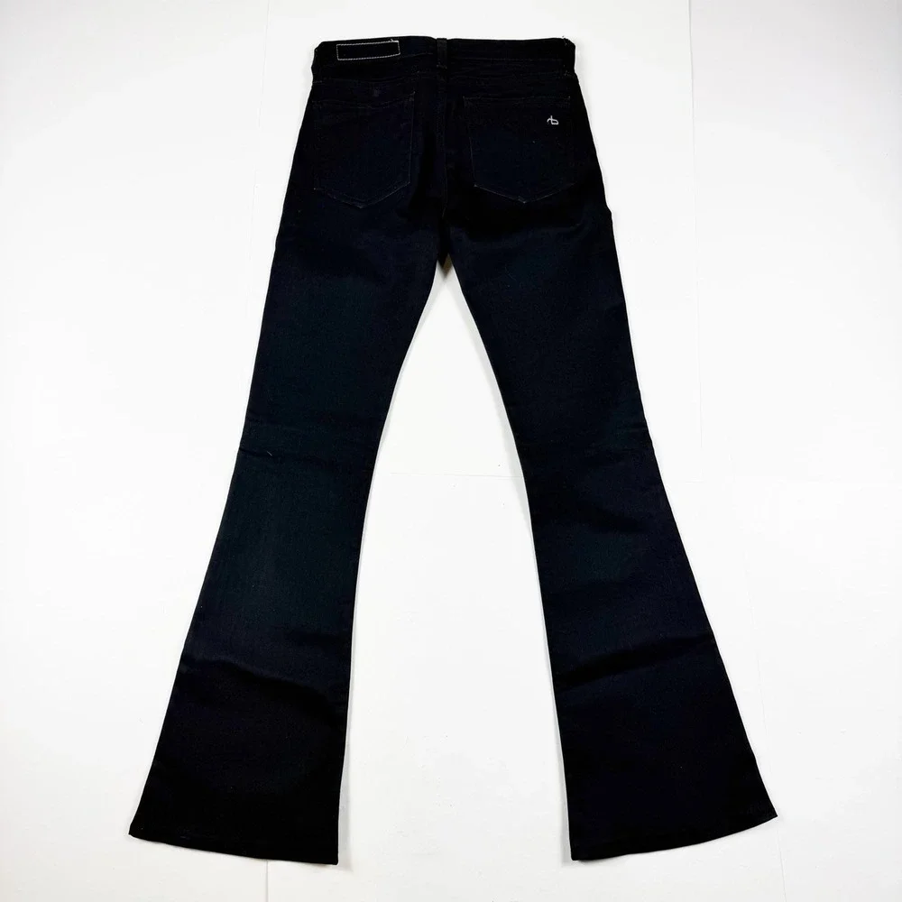 Rag Bone Jeans Womens 25 Black Coated Flare Elephant Bell Mid Rise Stretch 25x30 - Picture 2 of 9